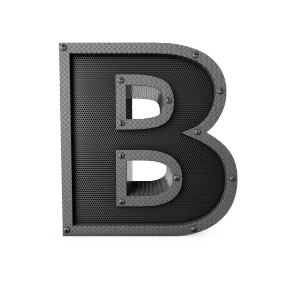 Letter B industrieel metaal type. 3D-weergave — Stockfoto