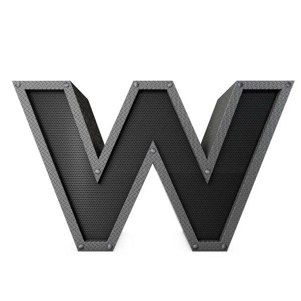 Γράμμα W βιομηχανικού τύπου μετάλλου. 3D απόδοση — Φωτογραφία Αρχείου