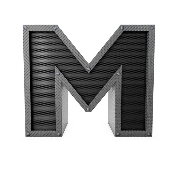 Letter M industrieel metaal type. 3D-weergave — Stockfoto