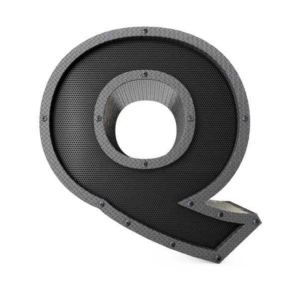 Τύπος βιομηχανικού μετάλλου Letter Q. 3D απόδοση — Φωτογραφία Αρχείου