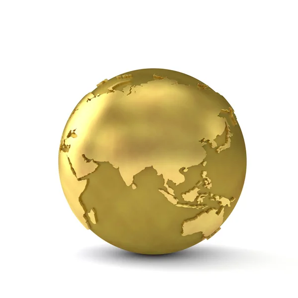 Goldglobus Der Den Asiatischen Kontinent Zeigt Darstellung — Stockfoto