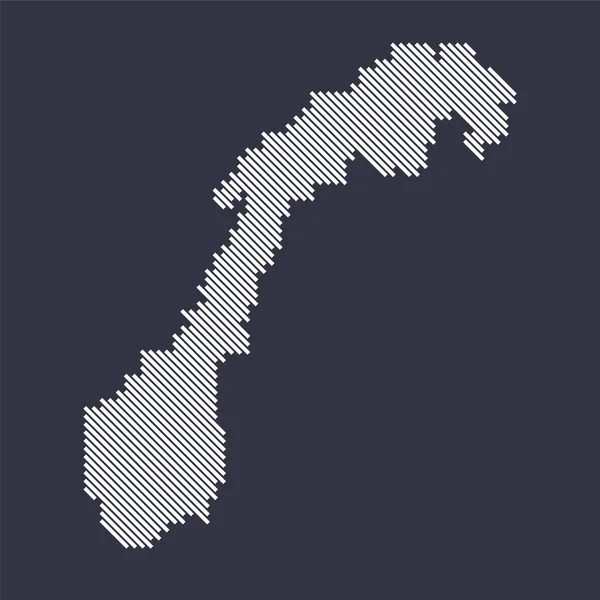 Carte simple stylisée de la Norvège en diagonale — Image vectorielle