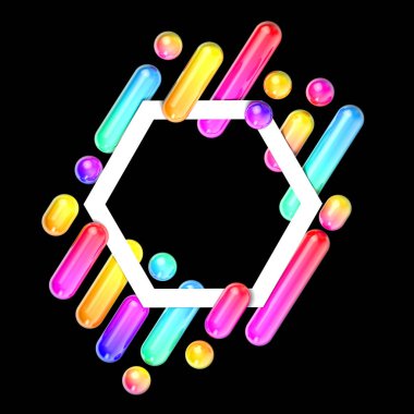 Soyut funky 80 'ler stili geometrik afiş. 3B Hazırlama