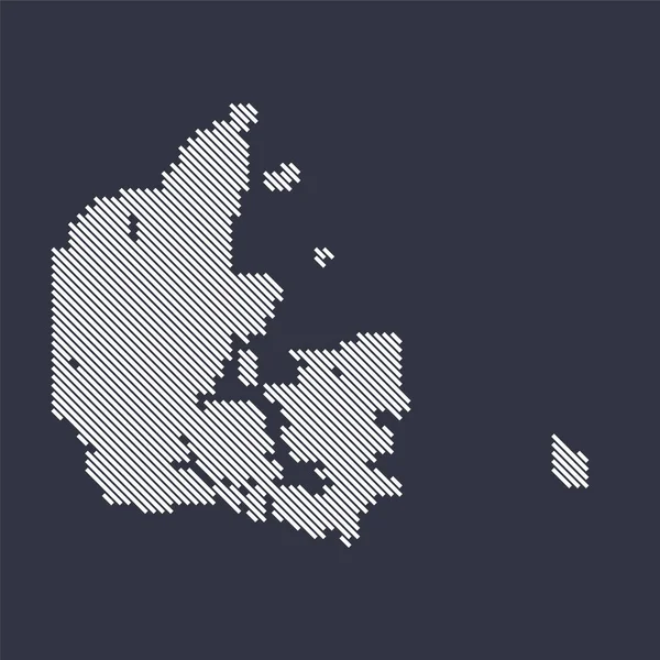 Estilizado mapa de linha diagonal simples de Dinamarca — Vetor de Stock