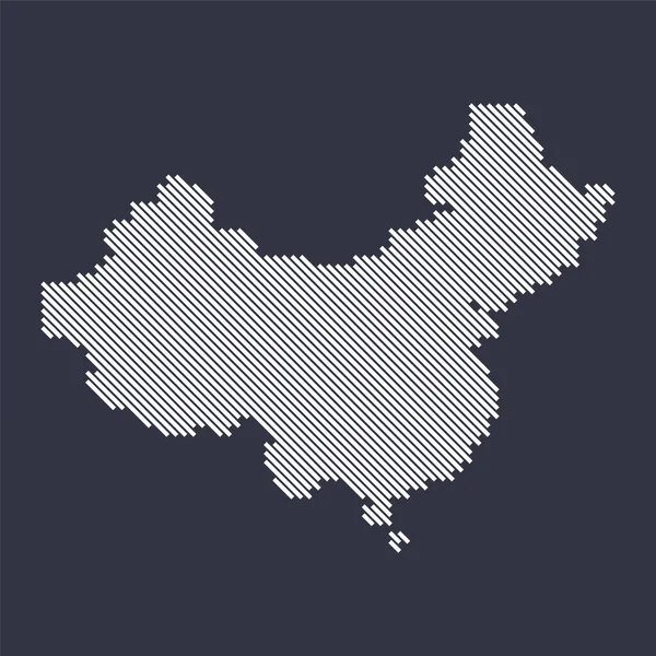 Estilizado mapa de linha diagonal simples da China — Vetor de Stock