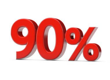 Yüzde 90 kırmızı tanıtım işareti. 3B Hazırlama