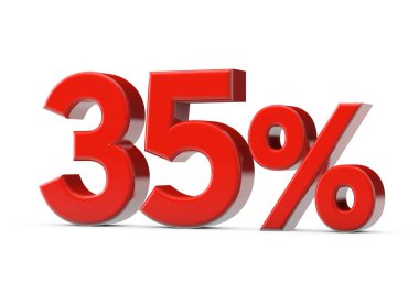 Yüzde 35 kırmızı tanıtım işareti. 3B Hazırlama