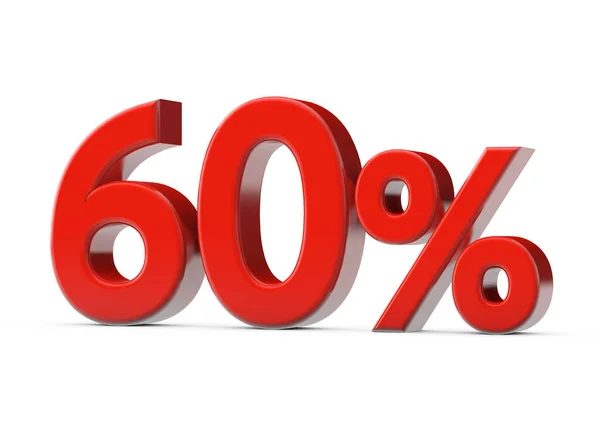 60 per cento segno di vendita promozionale rosso. Render 3D — Foto Stock