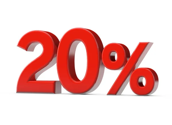 20 per cento segno di vendita promozionale rosso. Render 3D — Foto Stock