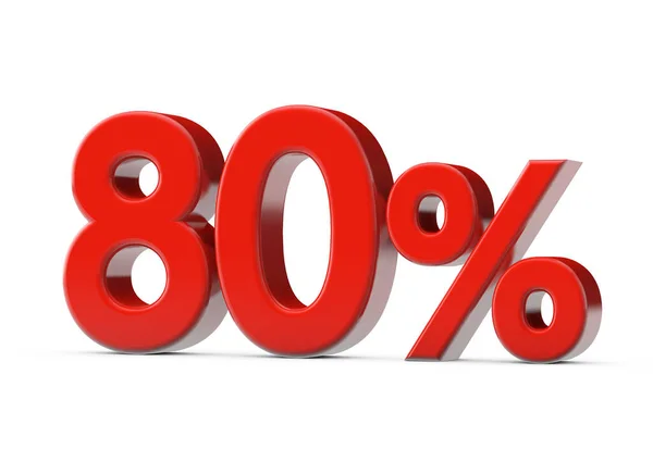 80% vermelho sinal de venda promocional. Renderização 3D — Fotografia de Stock