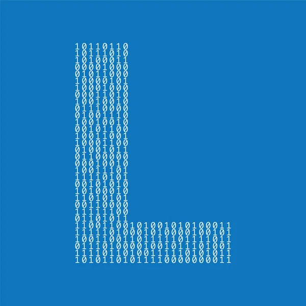 Γράμμα L φτιαγμένο από δυαδικά ψηφία κωδικού. Τεχνολογικό υπόβαθρο — Διανυσματικό Αρχείο