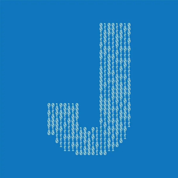 Letter J gemaakt van binaire code cijfers. Technologische achtergrond — Stockvector