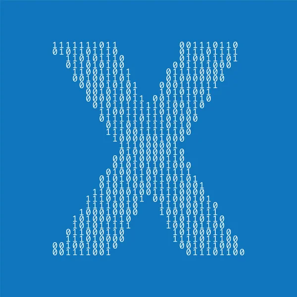 Carta X feita a partir de dígitos de código binário. Contexto tecnológico —  Vetores de Stock