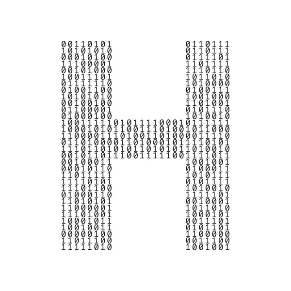 Letter H made from binary code digits. Technology background — Stock Vector