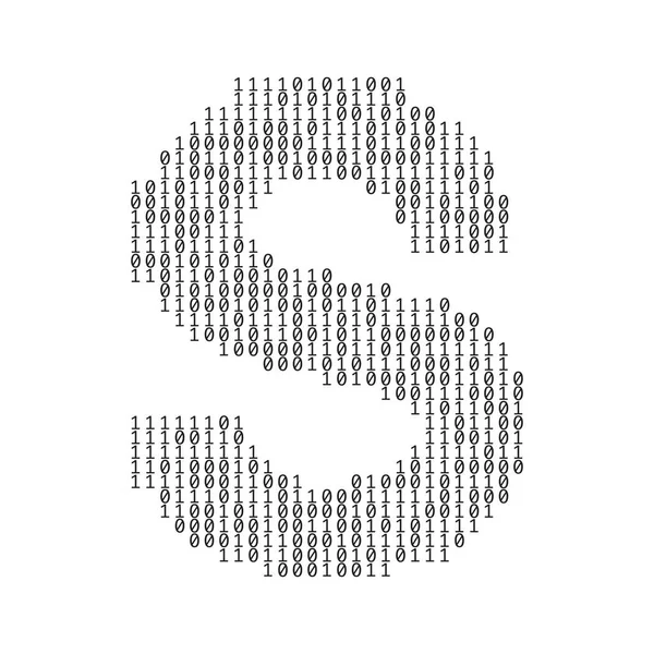 Γράμμα S φτιαγμένο από δυαδικά ψηφία κωδικού. Τεχνολογικό υπόβαθρο — Διανυσματικό Αρχείο