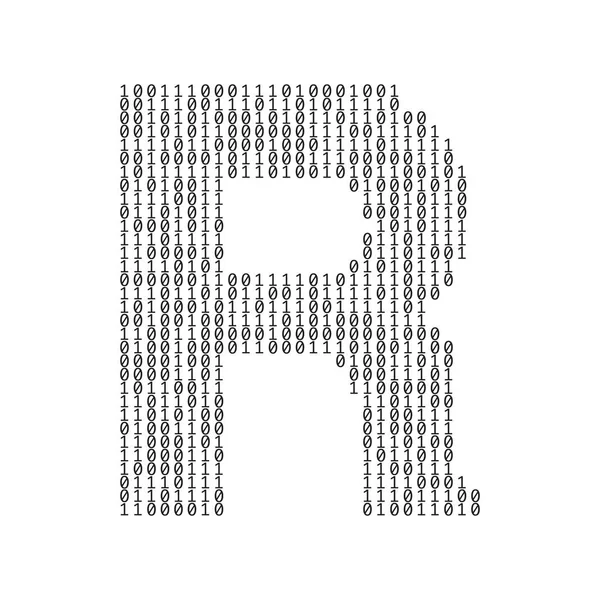 Carta R feita a partir de dígitos de código binário. Contexto tecnológico —  Vetores de Stock