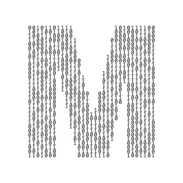 M betű bináris kódszámjegyekből. Technológiai háttér — Stock Vector