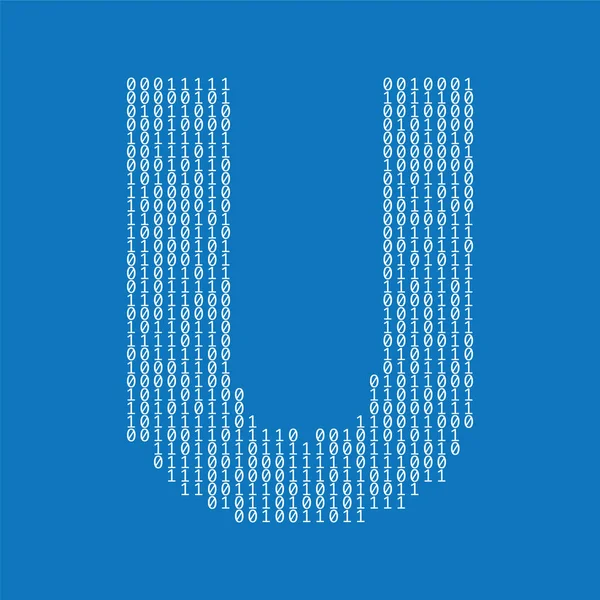 文字Uはバイナリコード桁で作られています。技術的背景 — ストックベクタ