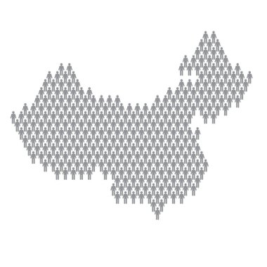 Çin nüfus bilgisi. Çubuk şekilli insanlardan yapılmış bir harita