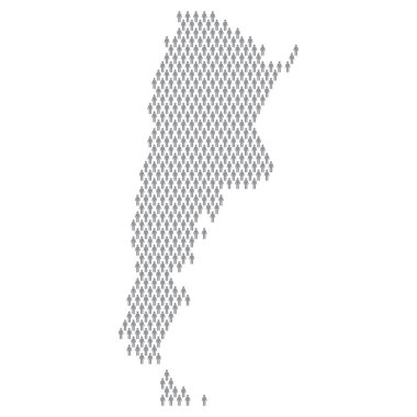 Arjantin nüfus bilgisi. Çubuk şekilli insanlardan yapılmış bir harita