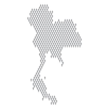 Tayland nüfus bilgisi. Çubuk şekilli insanlardan yapılmış bir harita