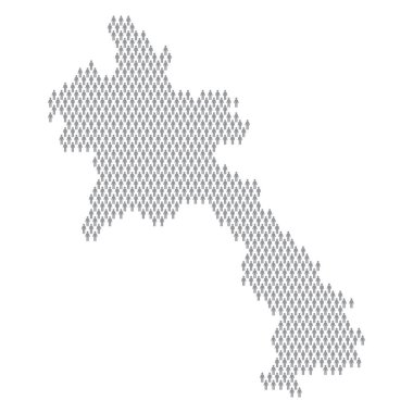 Laos nüfus bilgisi. Çubuk şekilli insanlardan yapılmış bir harita