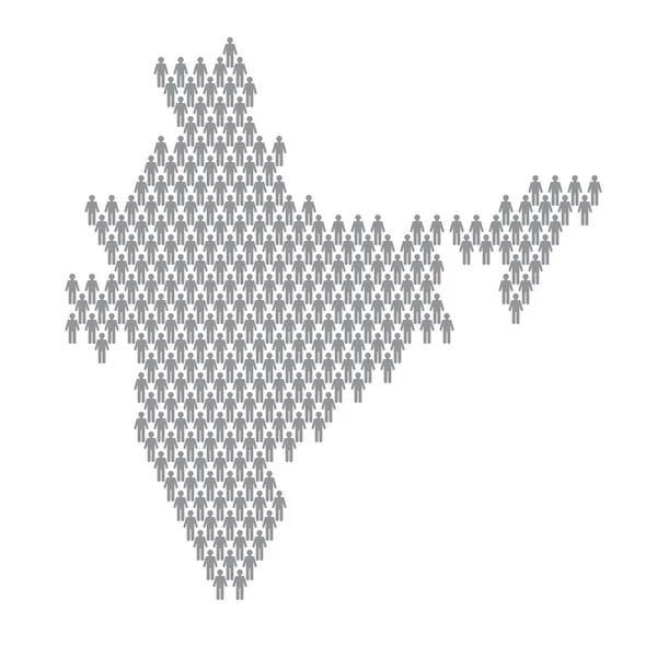 Infográfico da população da Índia. Mapa feito de vara figura pessoas — Vetor de Stock