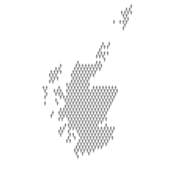 स्कॉटलैंड जनसंख्या इन्फोग्राफिक। छड़ी आंकड़ा लोगों से बना नक्शा — स्टॉक वेक्टर