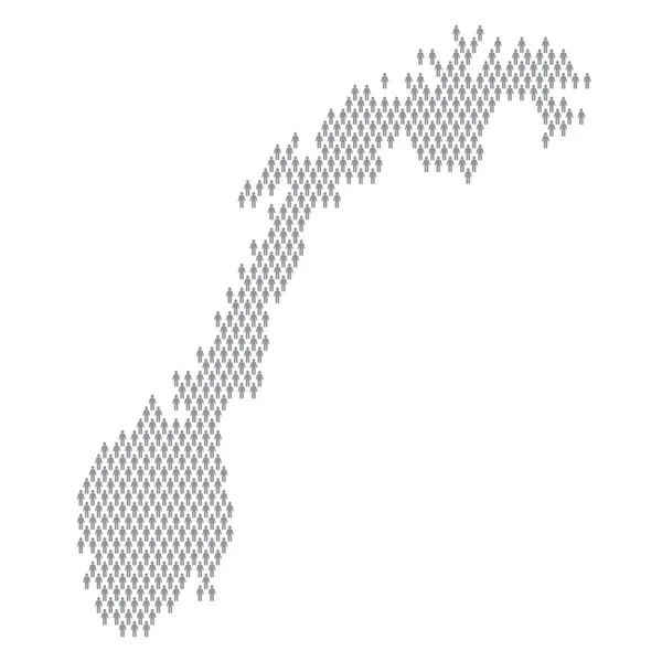 Norvég lakosság infografika. Térkép készült pálcika figura emberek — Stock Vector