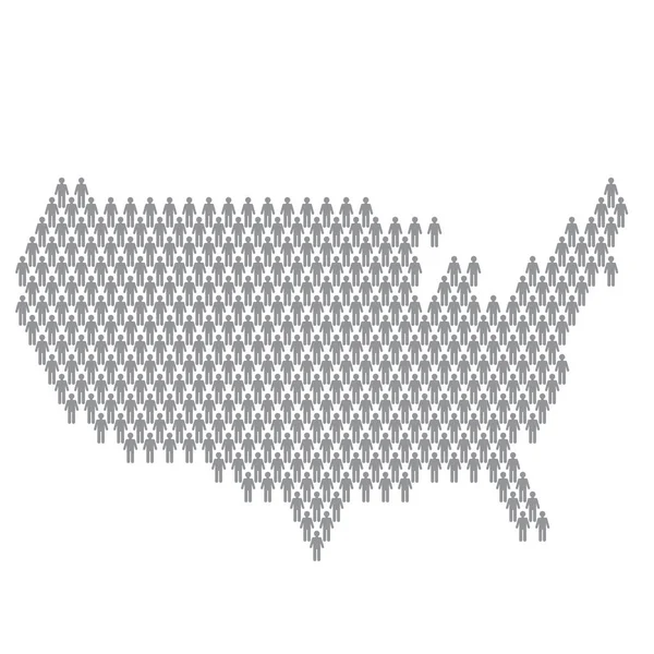 Infografica della popolazione USA. Mappa fatta da persone figura bastone — Vettoriale Stock