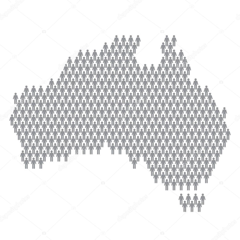 Australia población infografía. Mapa hecho de la figura palo personas 2024