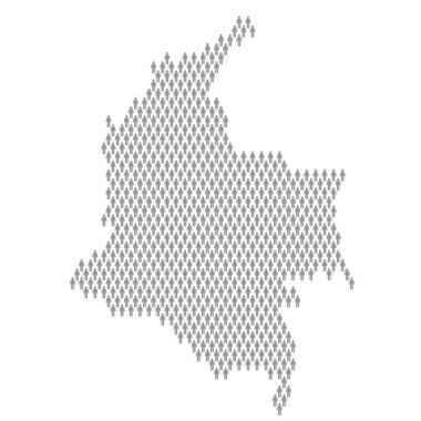 Kolombiya nüfus bilgisi. Çubuk şekilli insanlardan yapılmış bir harita