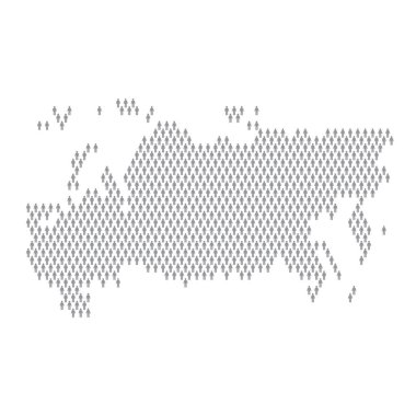 Rusya nüfus bilgisi. Çubuk şekilli insanlardan yapılmış bir harita