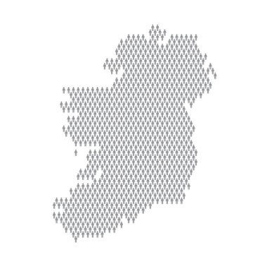 İrlanda nüfus bilgisi. Çubuk şekilli insanlardan yapılmış bir harita