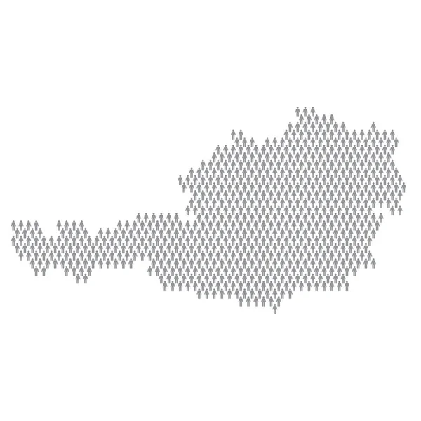 Autriche infographie de la population. Carte faite à partir de personnages de bâton — Image vectorielle