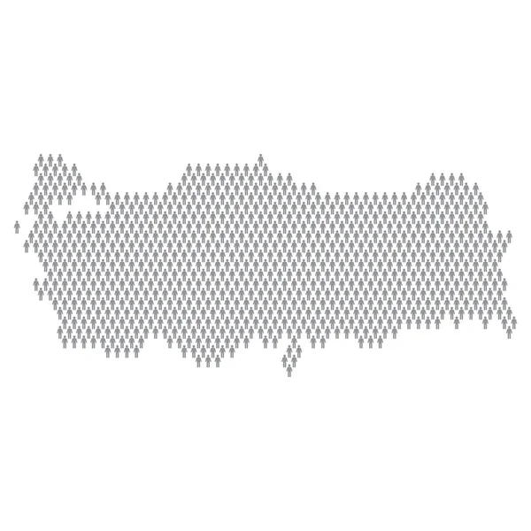 Turquie infographie de la population. Carte faite à partir de personnages de bâton — Image vectorielle