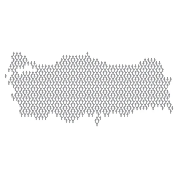 Infográfico da população da Turquia. Mapa feito de vara figura pessoas — Vetor de Stock