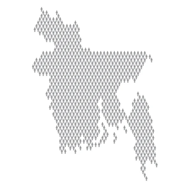Инфографика населения Бангладеш. Карта сделана из людей с фигурой палки — стоковый вектор
