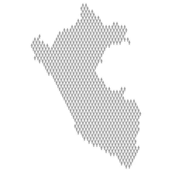 Infographie de population du Pérou. Carte faite à partir de personnages de bâton — Image vectorielle