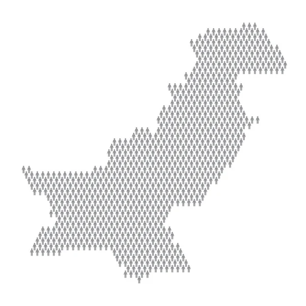 Infographie de population du Pakistan. Carte faite à partir de personnages de bâton — Image vectorielle