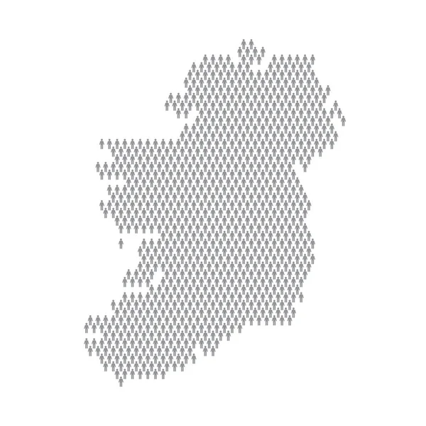 Ierland bevolking infographic. Kaart gemaakt van stok figuur mensen — Stockvector