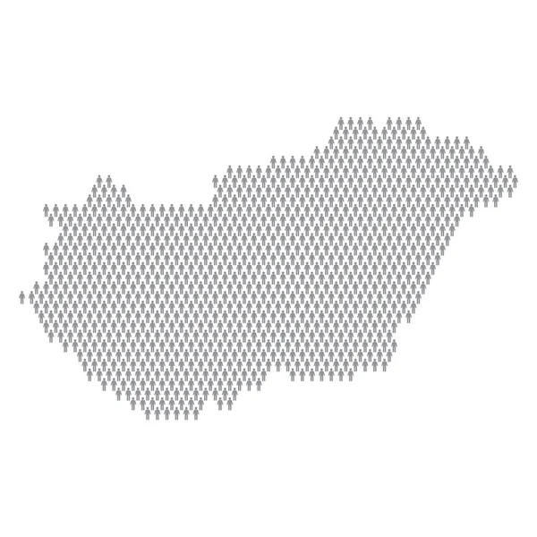 Hungary population infographic. Map made from stick figure people — Stock Vector