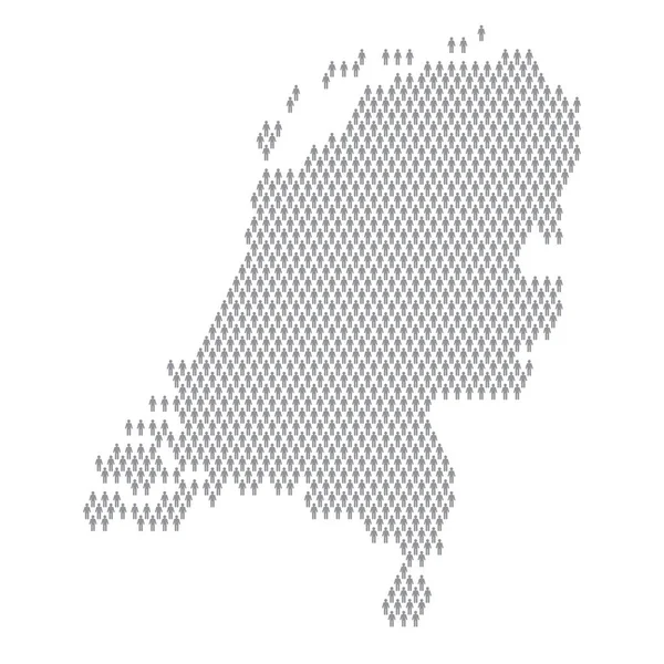 Infographie démographique des Pays-Bas. Carte faite à partir de personnages de bâton — Image vectorielle