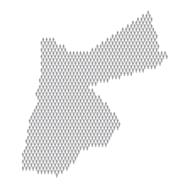 Jordanië bevolking infographic. Kaart gemaakt van stok figuur mensen — Stockvector