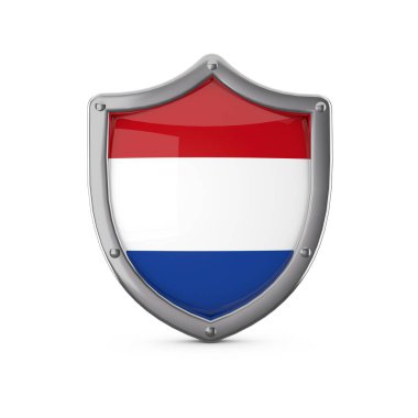 Hollanda güvenlik kavramı. Ulusal bayrak ile metal kalkan şekli