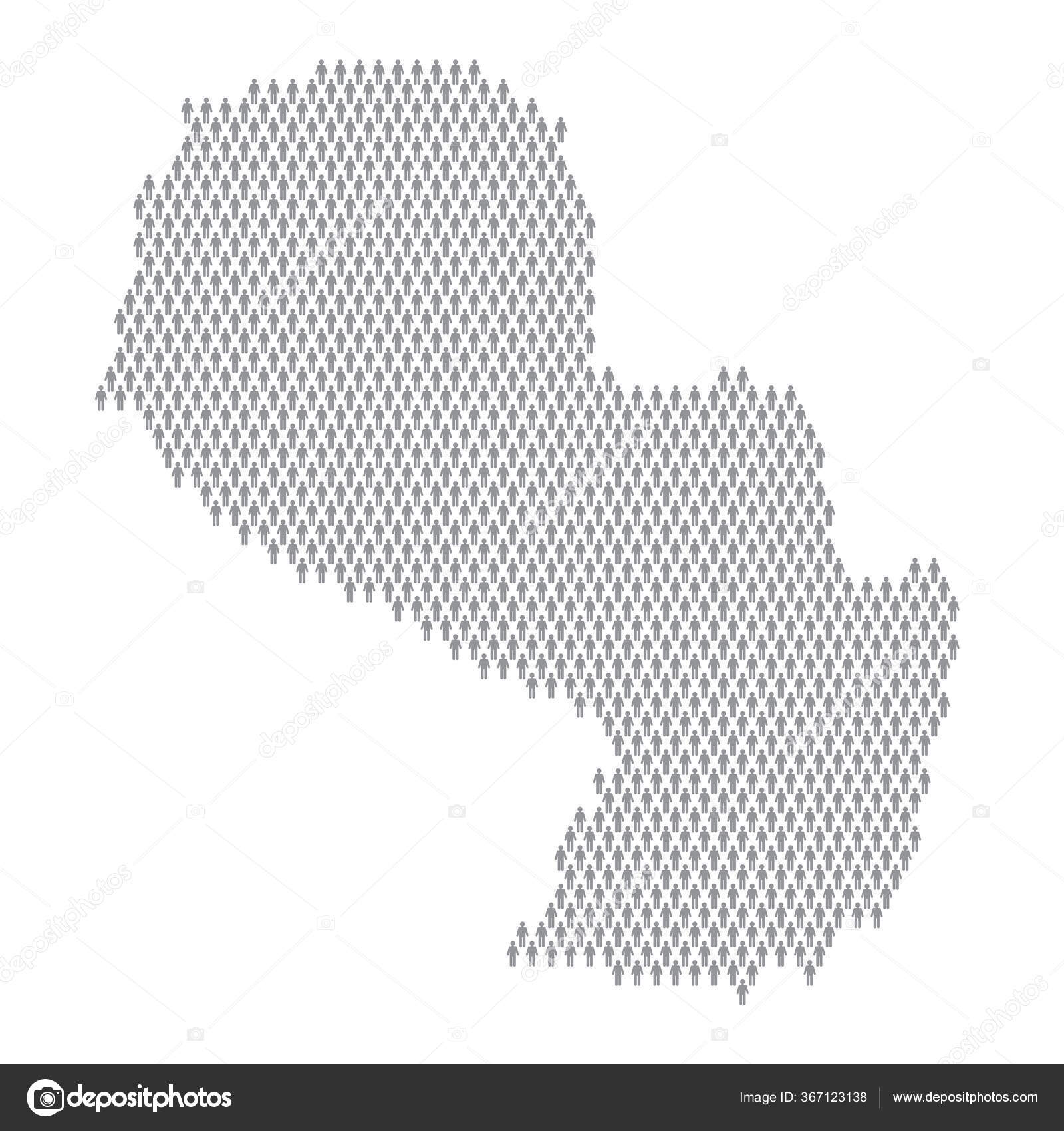 Paraguay population infographic. Map made from stick figure people