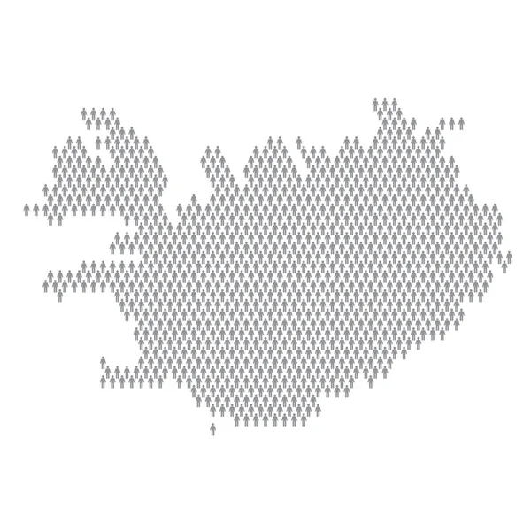 Infographie démographique Islande. Carte faite à partir de personnages de bâton — Image vectorielle