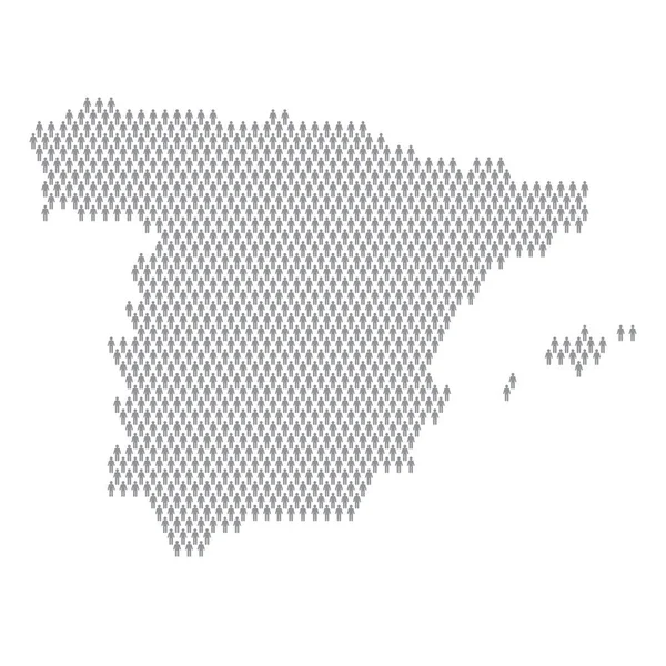 Espagne infographie de la population. Carte faite à partir de personnages de bâton — Image vectorielle