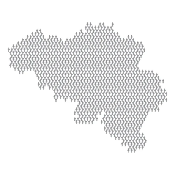 Belçika nüfus bilgisi. Çubuk şekilli insanlardan yapılmış bir harita — Stok Vektör