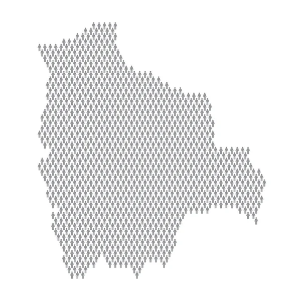 Bolivie infographie de la population. Carte faite à partir de personnages de bâton — Image vectorielle